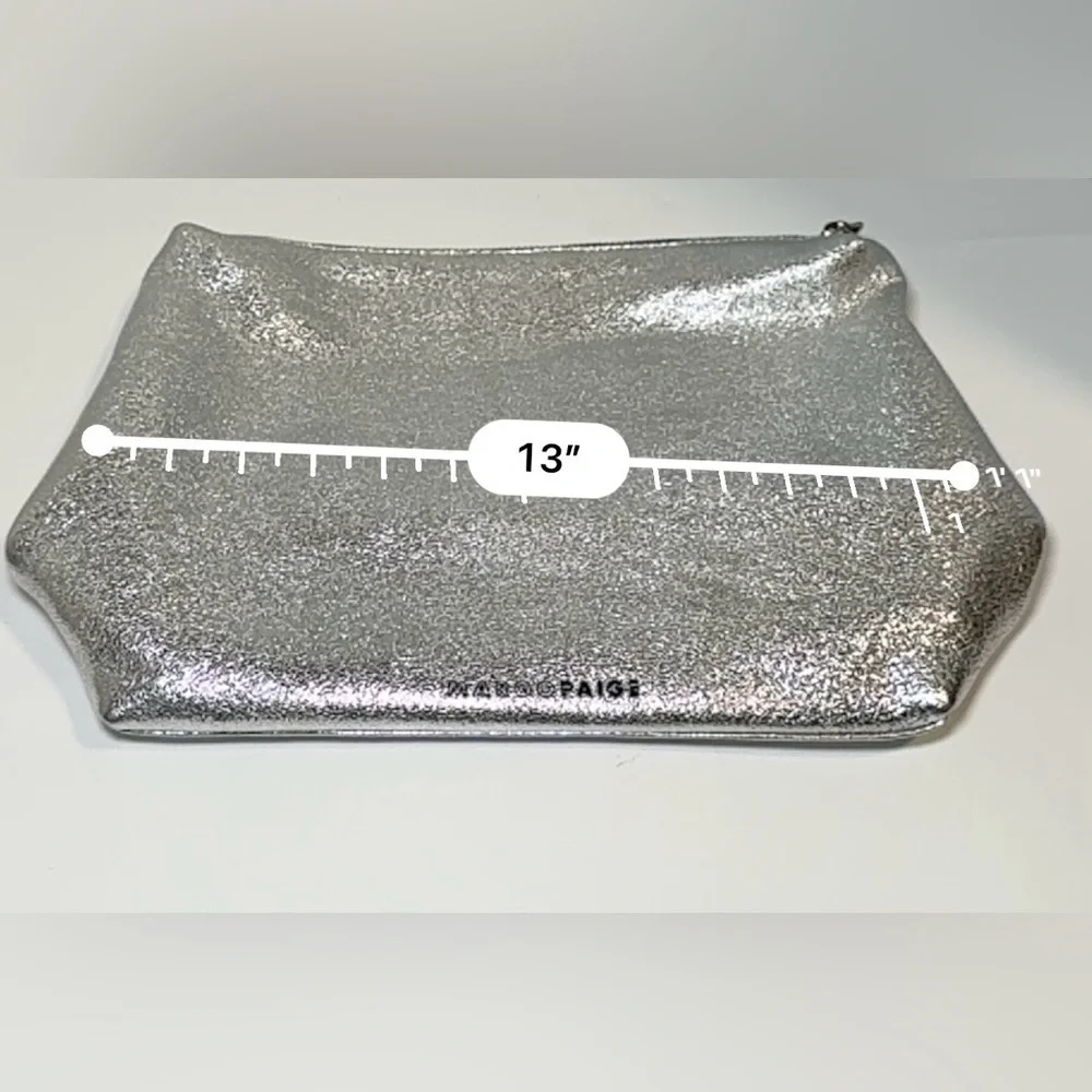 Margo Paige metallic silver make up bag